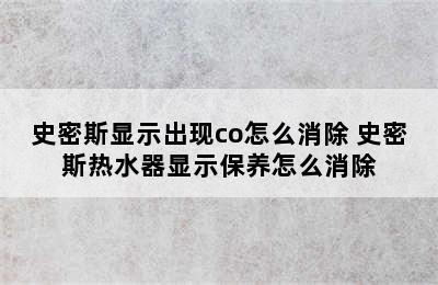 史密斯显示出现co怎么消除 史密斯热水器显示保养怎么消除